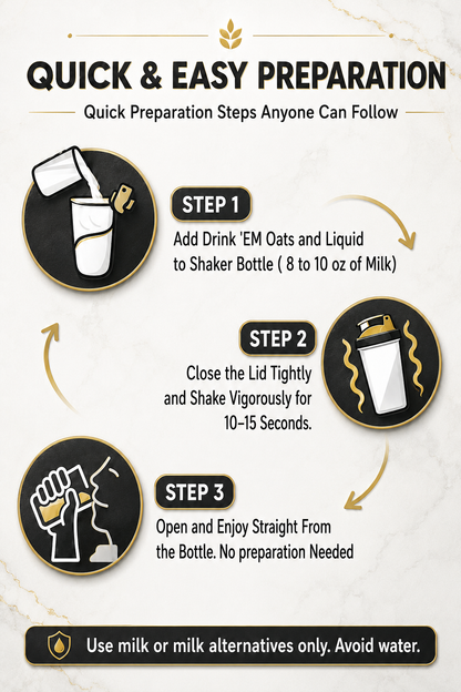 Drink 'em Oats 10 Pouch Variety Pack with Shaker Bottle