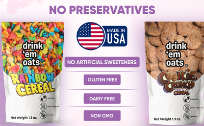 Drink 'em Oats 10 pack Variety Pack with Shaker Bottle